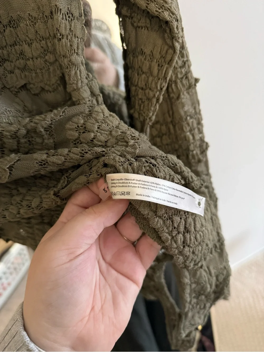 Free People Olive Green Angelina Lace Bodysuit